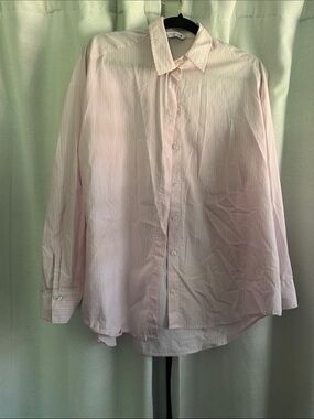 Zara Light Pink Striped Button-Up Shirt